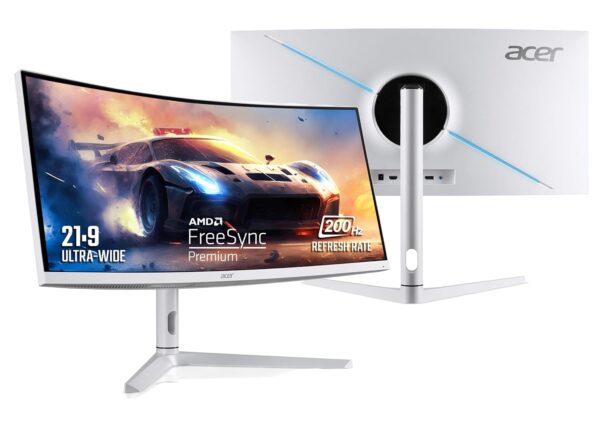 Acer XZ306CX 29.5 Inch (74.93 Cm) Ultrawide 21:9 1500R Curve 2560 X 1080 Pixels LCD Monitor with LED Backlight I 1 MS VRB I 200 Hz I HDR 400 I DCI-P3 93% I AMD Free Sync I 2XHDMI 1XDP I White - Image 2