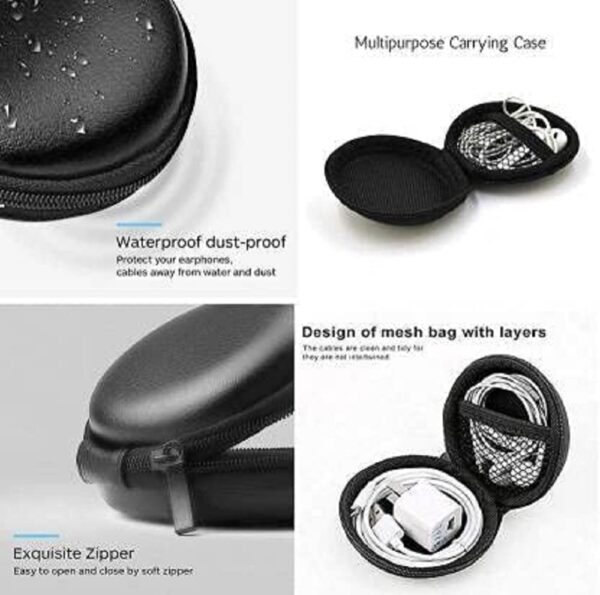 EDNITA Earphone Pouch Case Cover Carrying Storage Case for Headphone |Headset | Pen Drives | SD Cards & All Mobile Accessories - Black - Pack of - 2 - Image 2