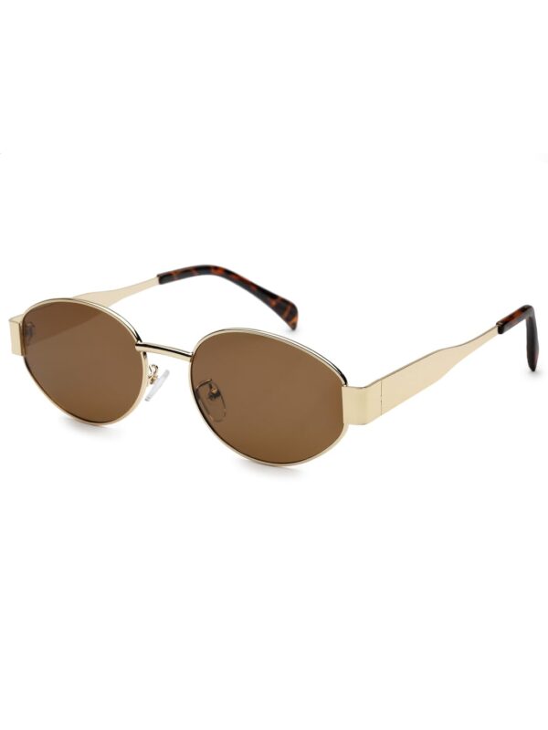 HASHTAG Retro Oval Sunglasses for Women | Stylish UV400 Protection Shades | Lightweight Durable Metal Frame | Trendy Vintage Oval Glares for Women | Classic & Elegant Design for All Occasions - Image 2