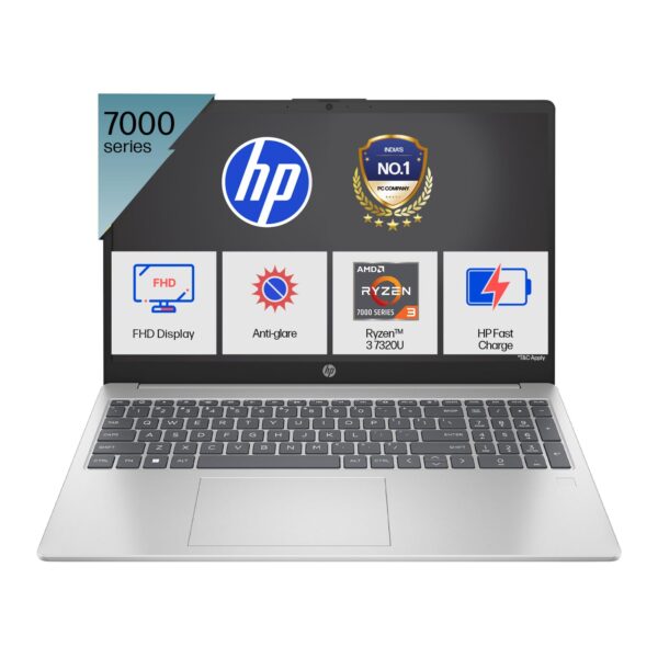 HP 15, AMD Ryzen 3 7320U (8GB LPDDR5, 512GB SSD) FHD, Anti-Glare, Micro-Edge, 15.6"/39.6cm, Win 11, Office 21, Silver, 1.59kg, fc0154AU, AMD Radeon Graphics, 1080p FHD Camera Laptop - Image 2