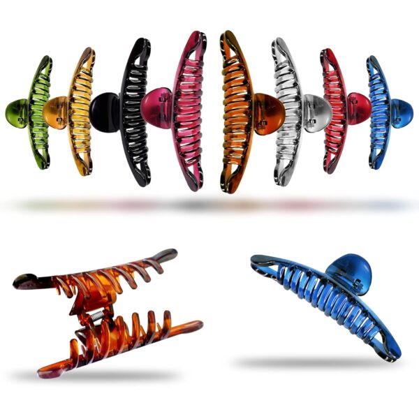 Sanas (4Pcs) Butterfly Clips for Women Hair Clutcher for Women Hair Accessories Hair Clips for Girls Daily Use Banana Hair Claw Clips for Ladies Stylish (4Pcs) (Assorted) - Image 2