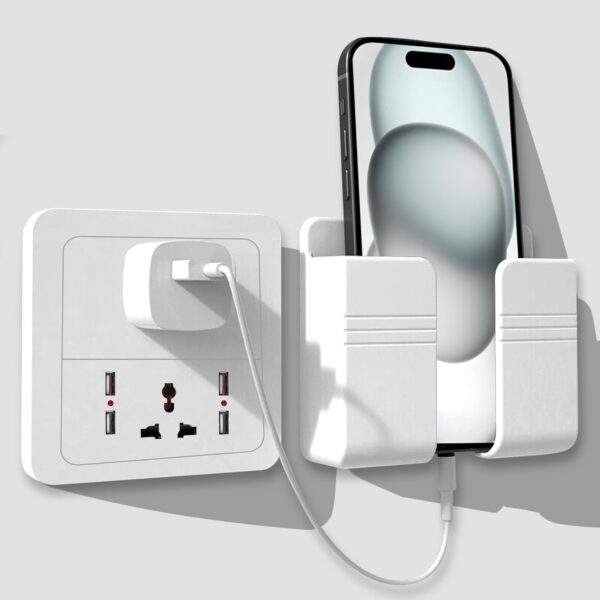 Tensea Mobile Phone Charging Stand, Multi-Functional Storage Holder, Bedside Fixed Rack, Bedroom, Office Accessories, Acrylonitrile Butadiene Styrene, White 01, Portable Electronic Devices - Image 2