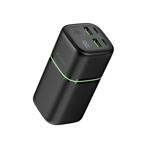 URBN 20000 mAh 35W Ultra Fast Power Bank | Two Way Ultra Fast Charging | Pocket Size| Dual Type C Power Delivery (PD) Output + 2 USB-A Output for Quick Charge for Laptop Charging (Black) - Image 2