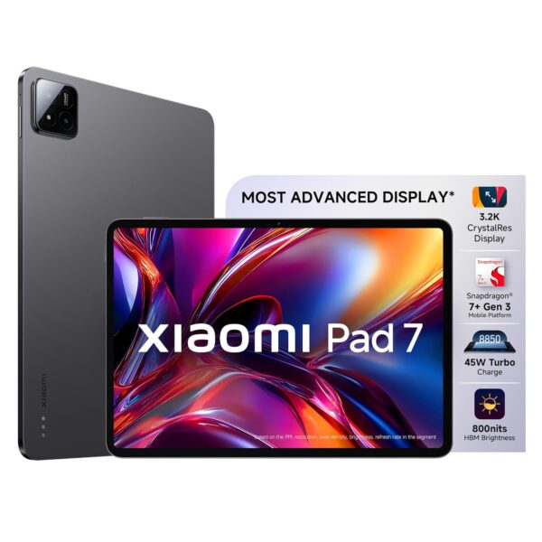 Xiaomi Pad 7 |Qualcomm Snapdragon 7+ Gen 3 |28.35cm(11.16") Display |12GB, 256GB |3.2K CrystalRes Display |HyperOS 2 |68 Billion+ Colours |Dolby Vision Atmos |Quad Speakers |Wi-Fi 6e |Graphite Grey - Image 2
