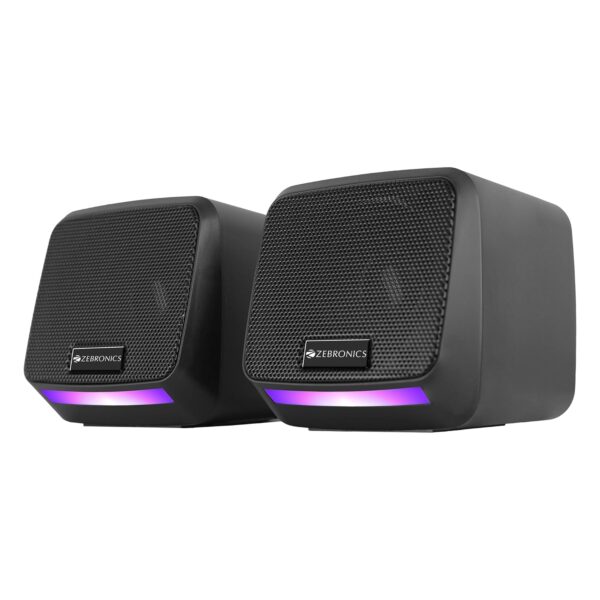 ZEBRONICS Igloo 1, 2.0 USB Computer Speakers, 8 Watts, Multicolor LED, USB Powered, AUX, Volume Control Pod for PC, Laptops, Desktop - Image 2